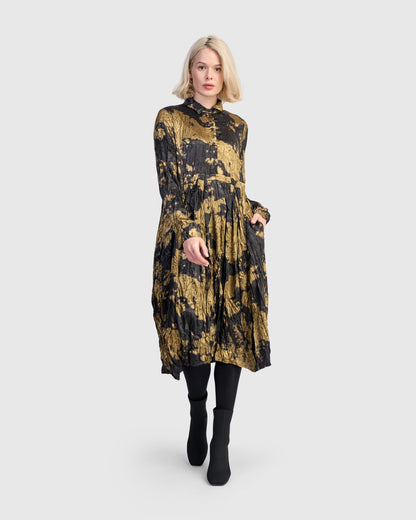 Chroma Babydoll Shirtdress, Gold