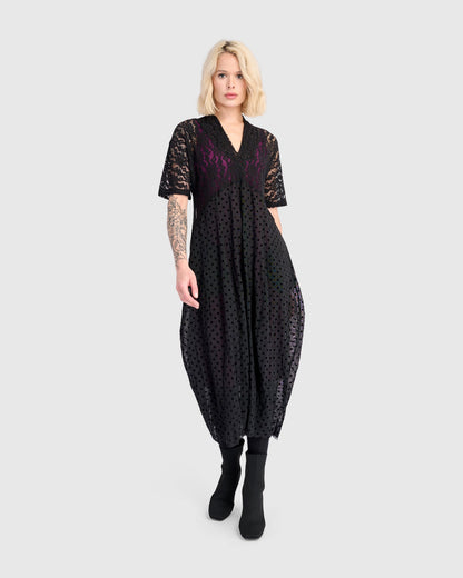 Stiletto Lace Cocoon Dress, Black