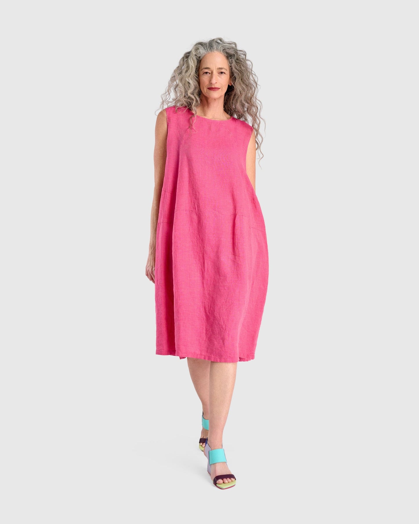 Linen Swing Dress, Flamingo