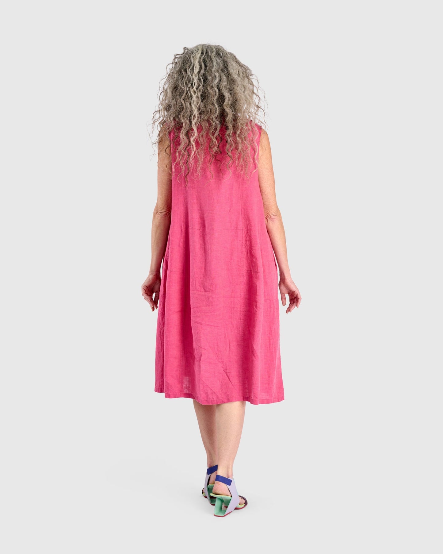 Linen Swing Dress, Flamingo