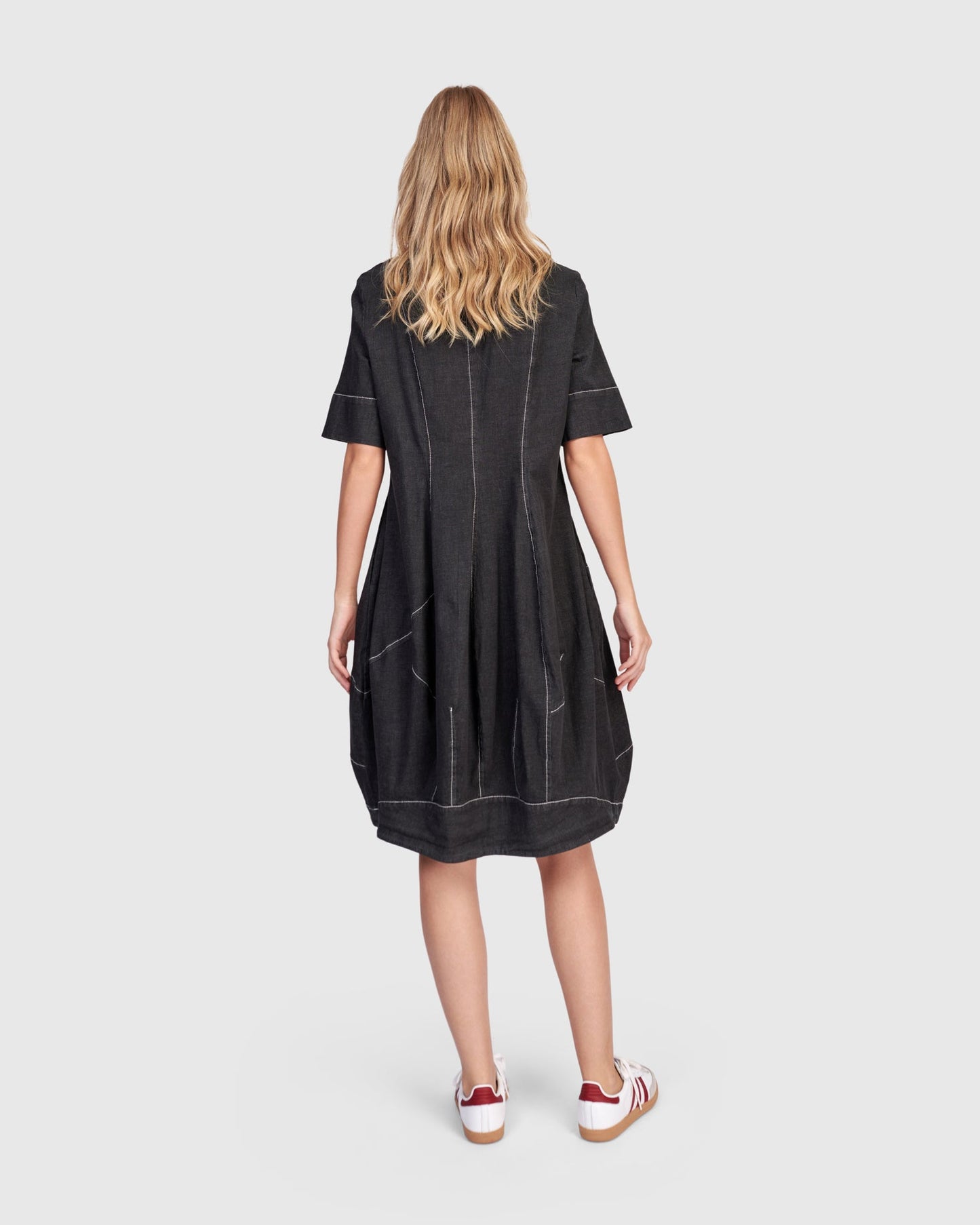 Barb Denim Shirtdress, Black
