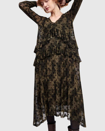 Urban Sprig Mesh Dress, Antique